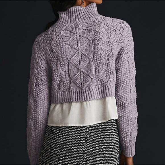 Maeve Lavender Layered-Peplum Turtleneck Sweater - Picture 5 of 11